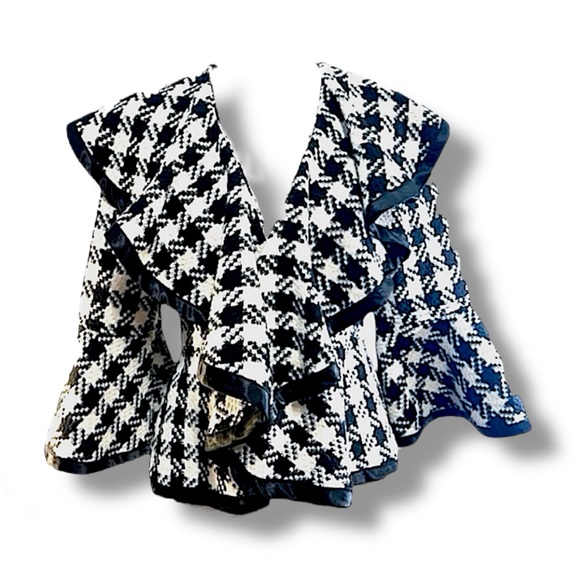 Anthropologie Jackets & Blazers - ANTHROPOLOGIE RYU Label Woven Black & Ivory Check Peplum Blazer S
